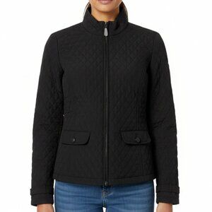 Merona Quilted Jacket Womens Size Small Zip Front Black Pockets Lightweight NEW